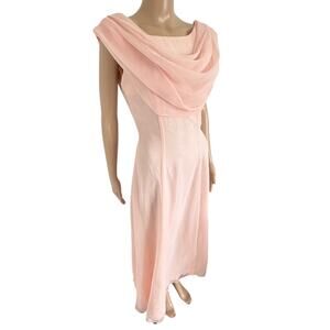 Vintage Coquette Cowl Neck Midi Dress Evening Wear Balletcore Romantic Soft Girl